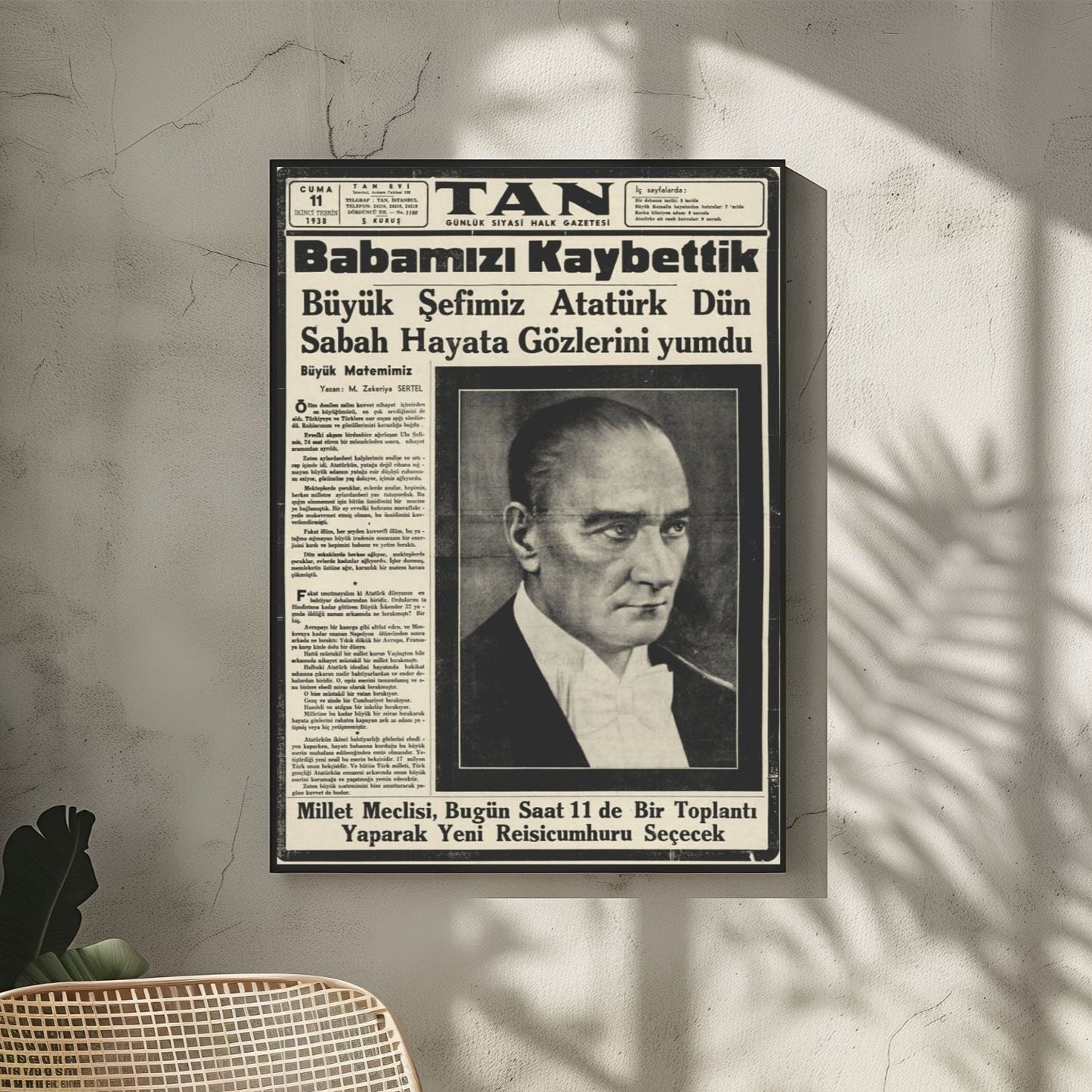 Tan Gazetesi “Babamızı Kaybettik” Posteri