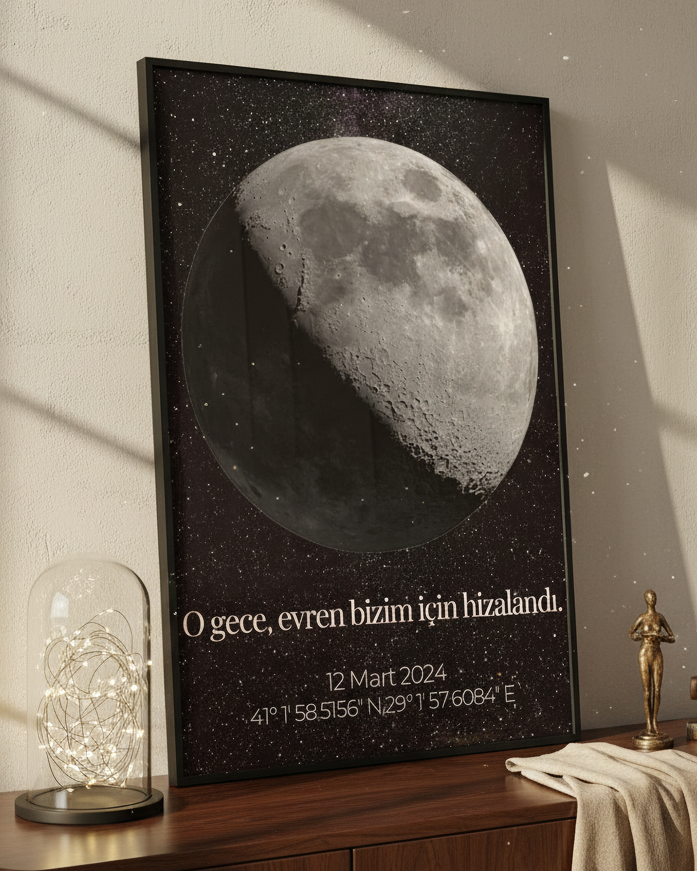 O Gecenin Gökyüzü Posteri - Ay Haritası