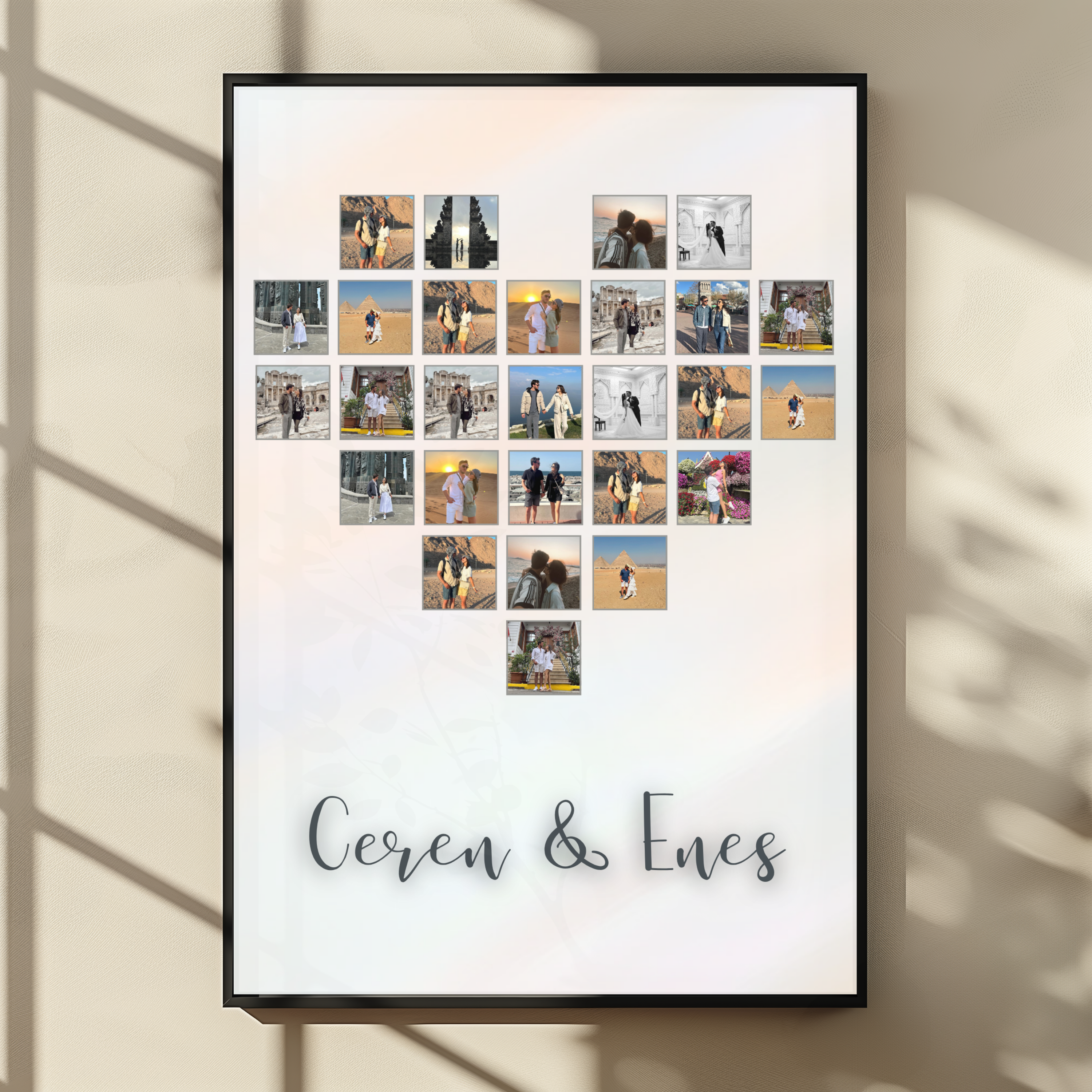 Kişiselleştirilebilir 27 Fotoğraflı Kalp Posteri