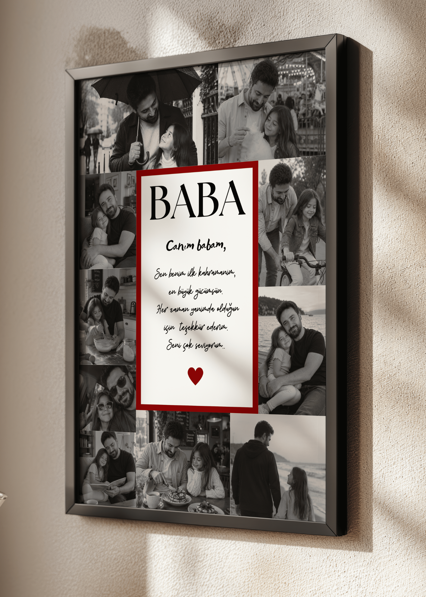 Babalar Günü Özel Fotoğraf Kolaj Tablosu | Kişiye Özel Babalar Günü Hediyesi